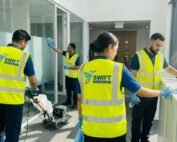 Swift Cleaning Services Cleaners team member deep cleaning a rental kitchen countertop during a professional bond clean in Adelaide